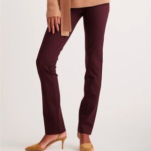 Quince Ultra-Stretch Ponte Straight Leg Pants / Burgundy / S / 28